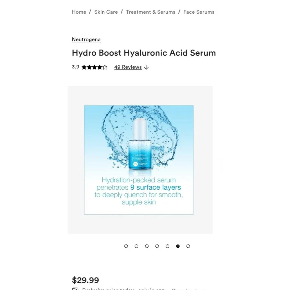 Neutrogena Hydro Boost Hyaluronic Acid Serum Deep Hydration Moisturizer Boost